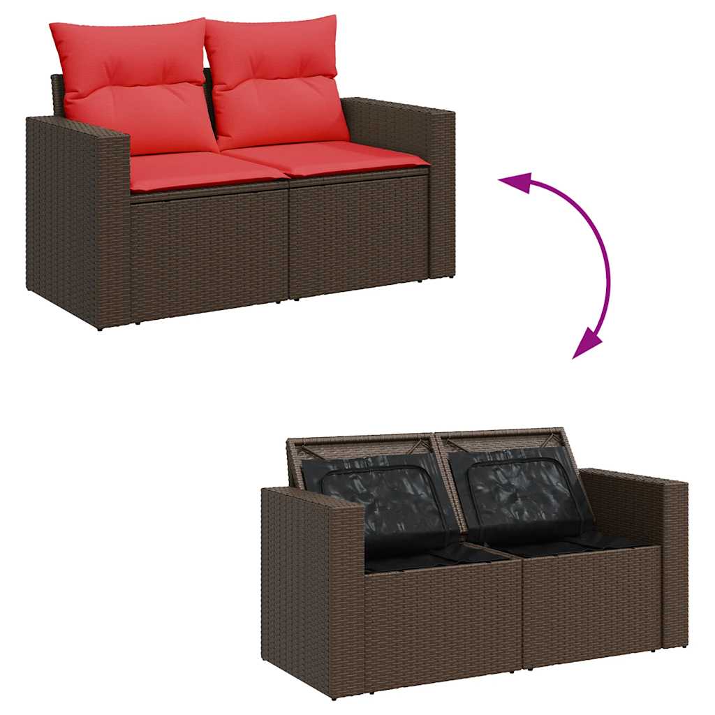 6-dijelni set vrtnih sofa od poliratana s jastucima smeđi