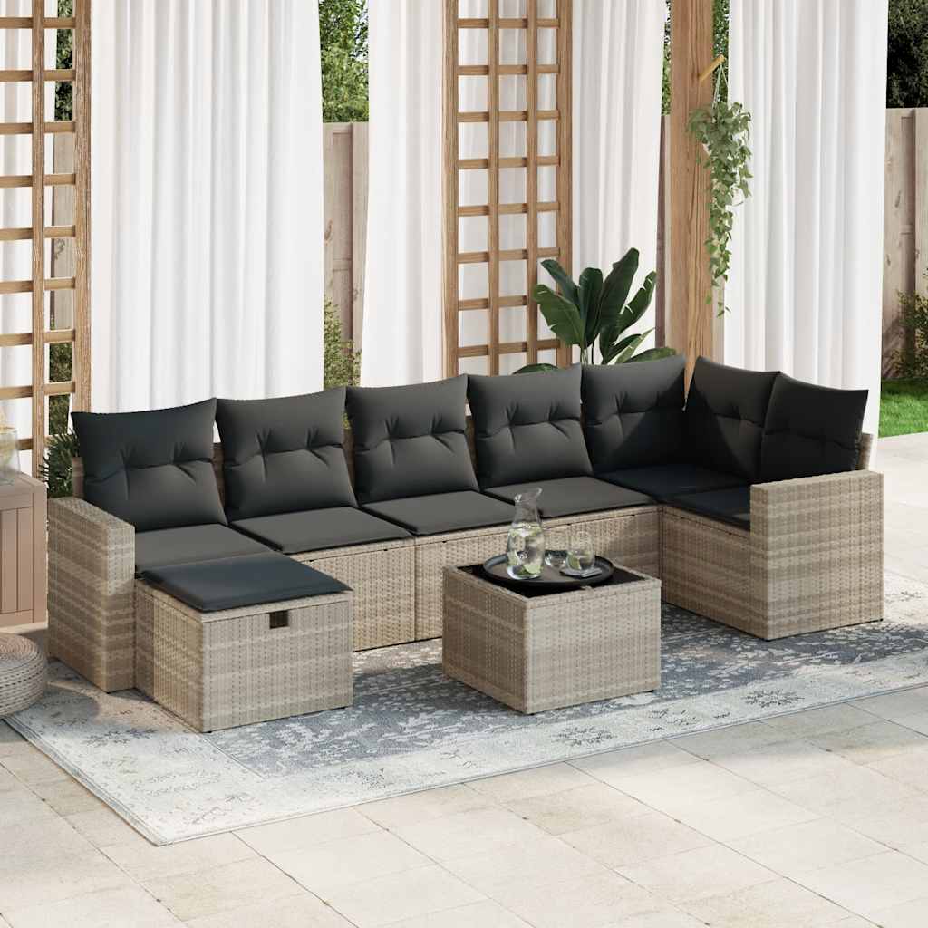 8-dijelni set vrtnih sofa od poliratana s jastucima svjetlosivi