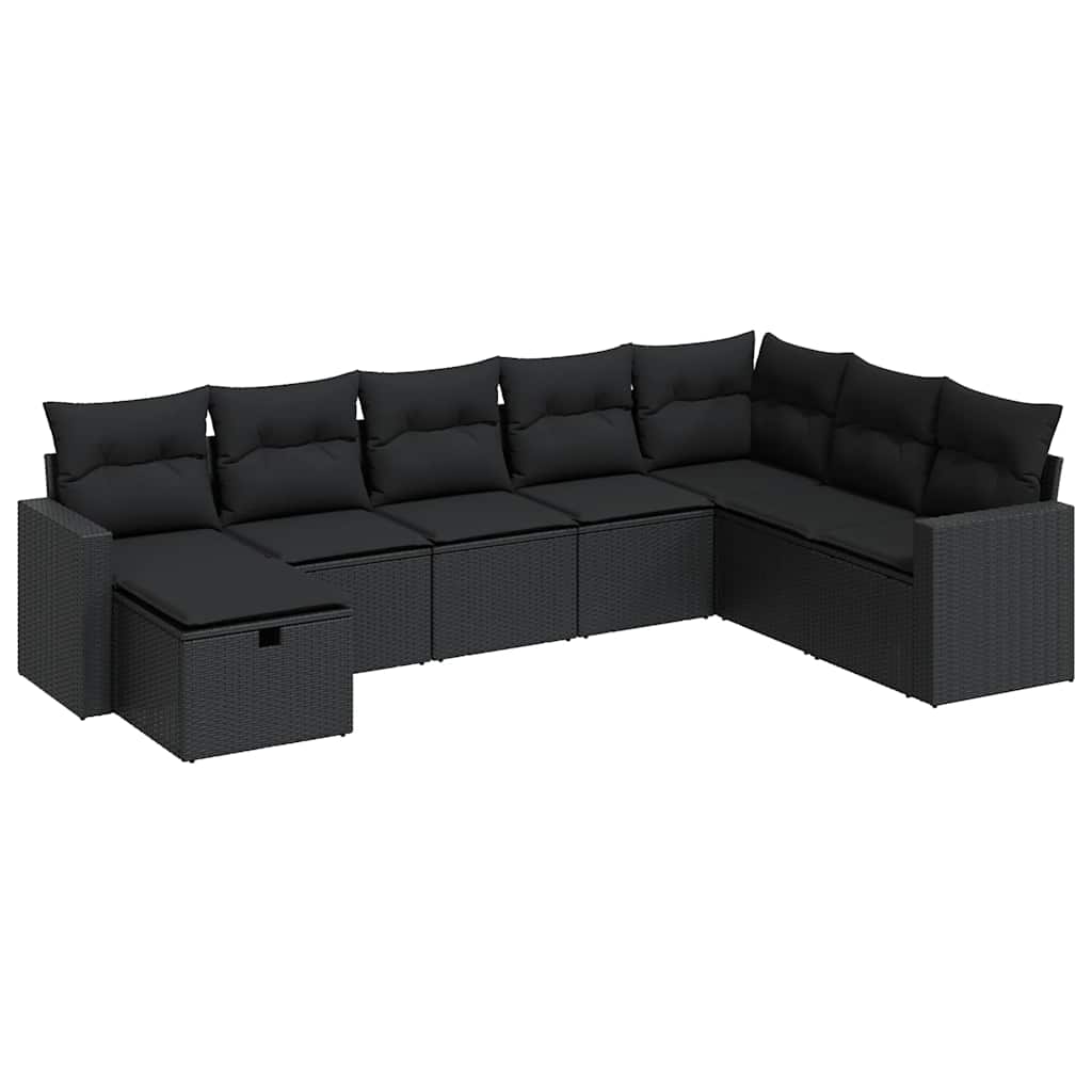 8-dijelni set vrtnih sofa od poliratana s jastucima crni