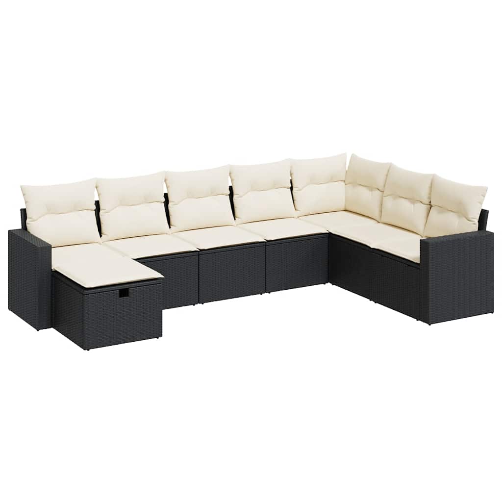 8-dijelni set vrtnih sofa od poliratana s jastucima crni