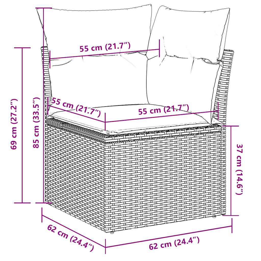 9-dijelni set vrtnih sofa s jastucima crni od poliratana