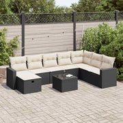 9-dijelni set vrtnih sofa s jastucima crni od poliratana