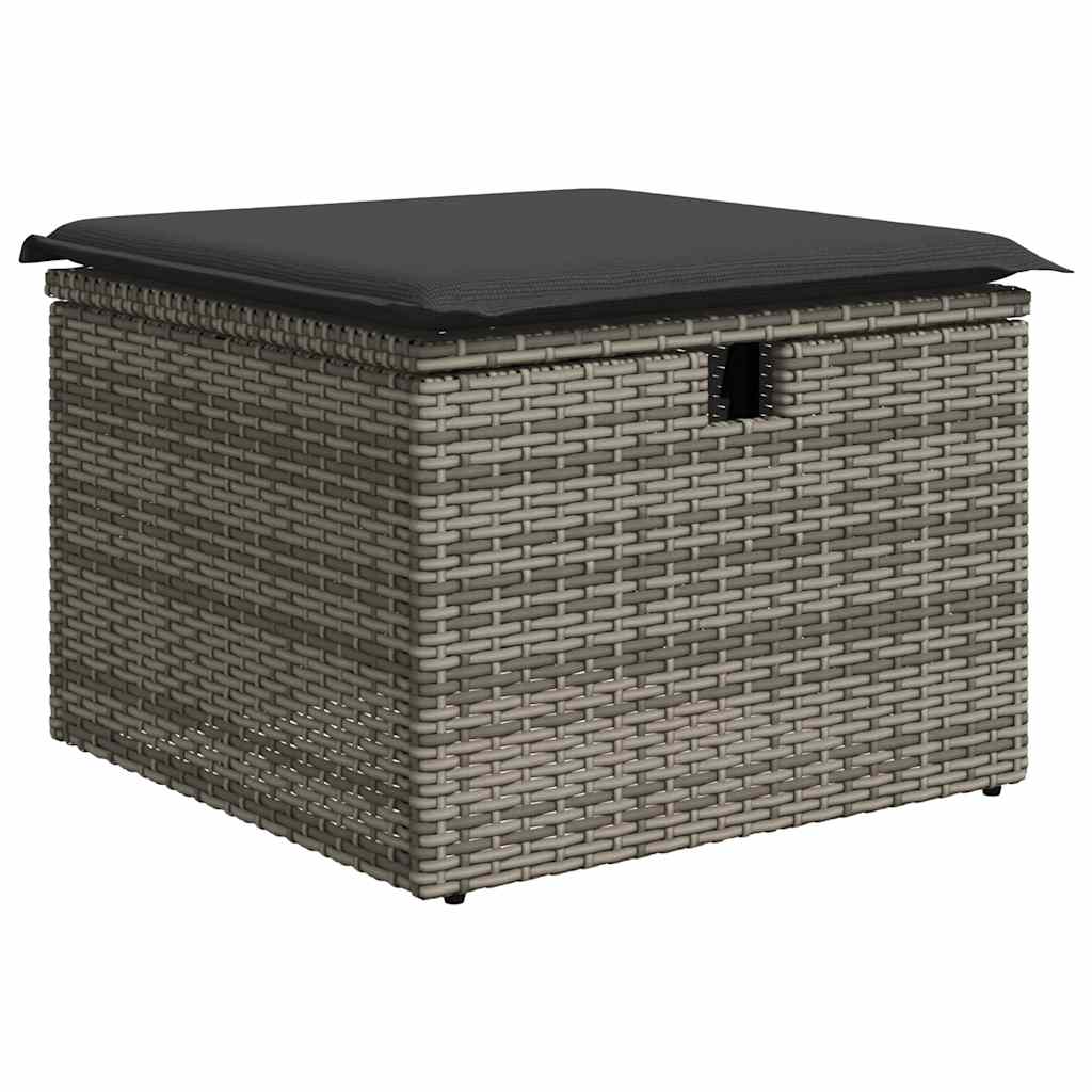 9-dijelni set vrtnih sofa od poliratana s jastucima sivi