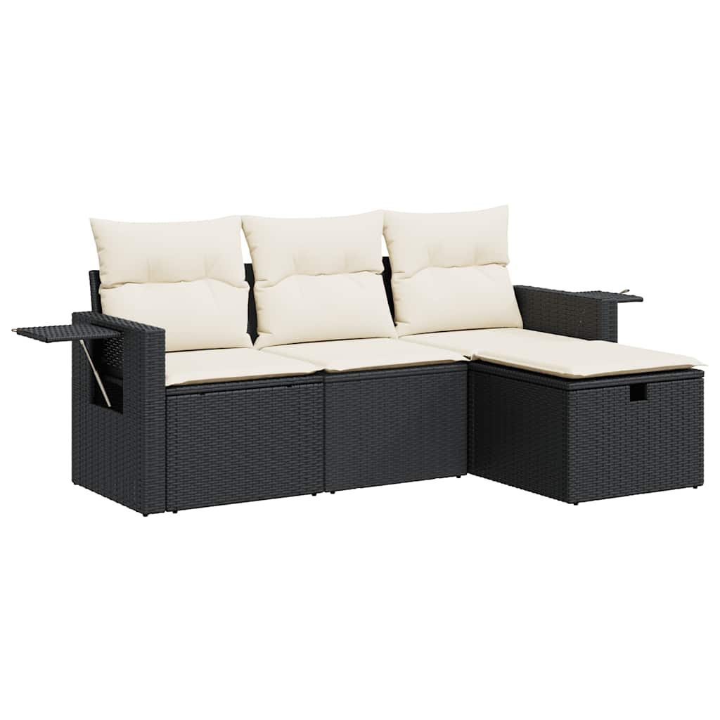 4-dijelni set vrtnih sofa od poliratana s jastucima crni