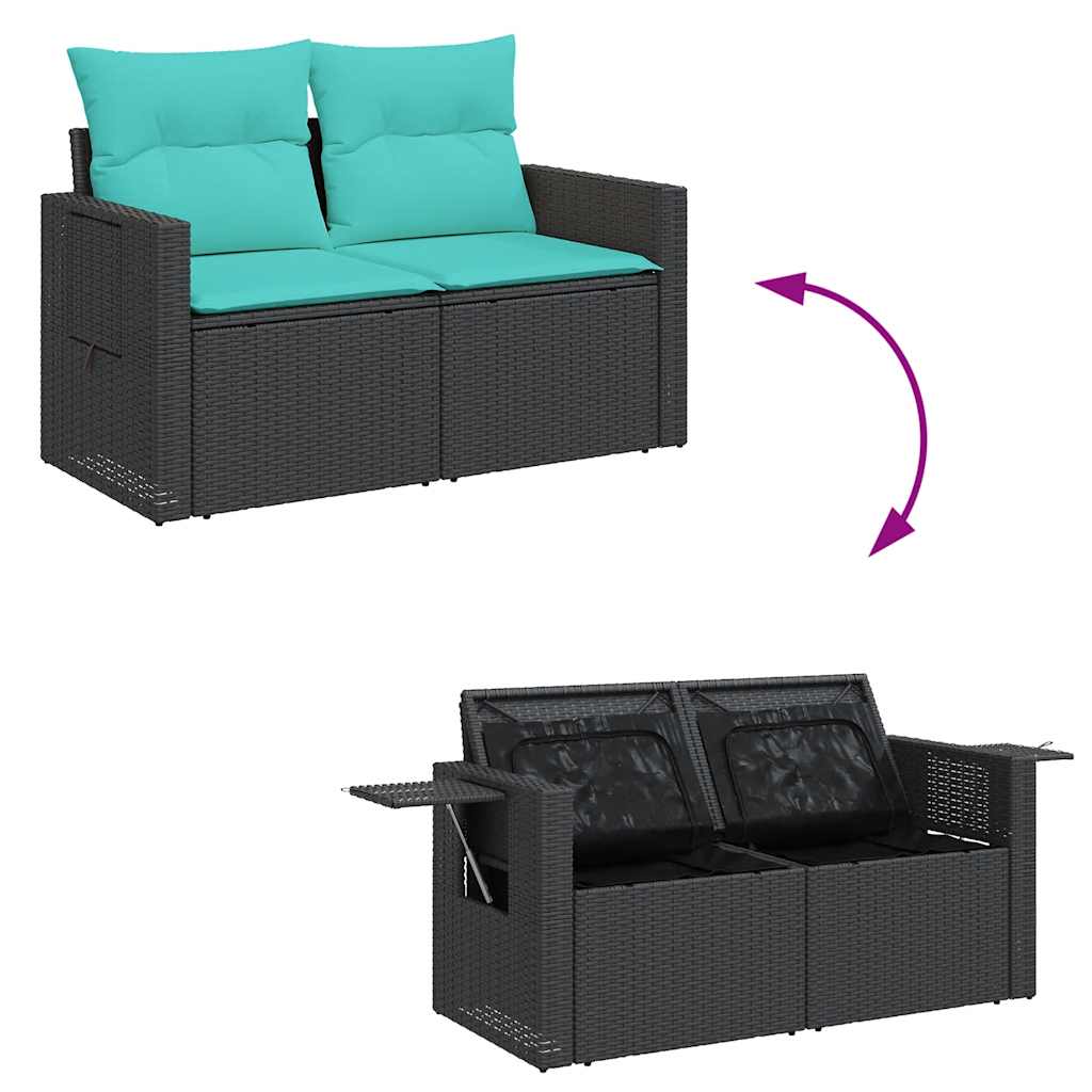 4-dijelni set vrtnih sofa od poliratana s jastucima crni