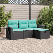 4-dijelni set vrtnih sofa od poliratana s jastucima crni