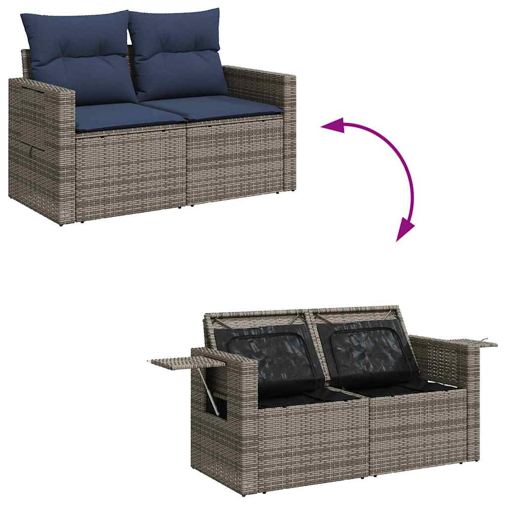 4-dijelni set vrtnih sofa od poliratana s jastucima sivi