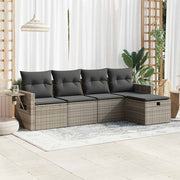 5-dijelna vrtna garnitura od poliratana s jastucima siva