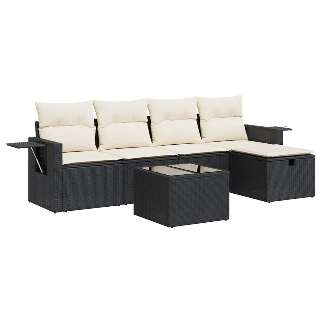 6-dijelni set vrtnih sofa s jastucima crni od poliratana