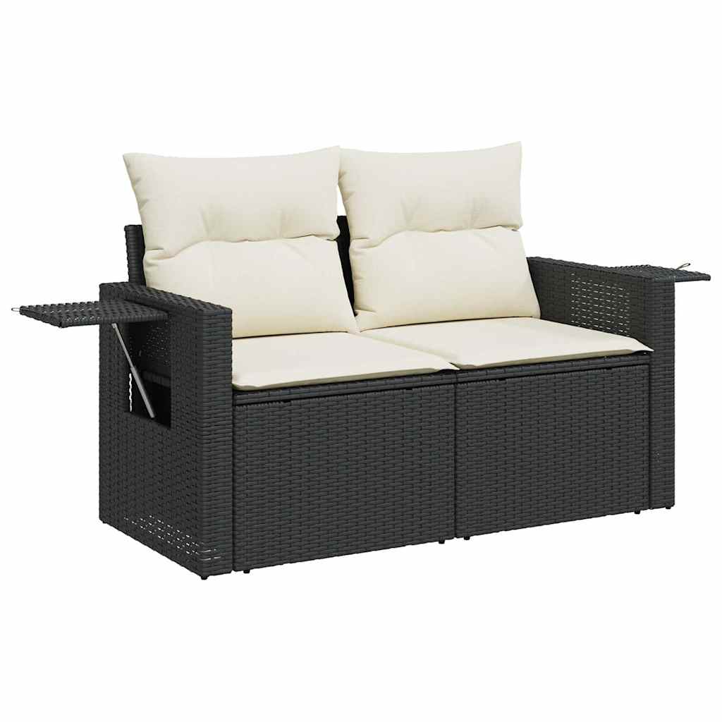 6-dijelni set vrtnih sofa s jastucima crni od poliratana