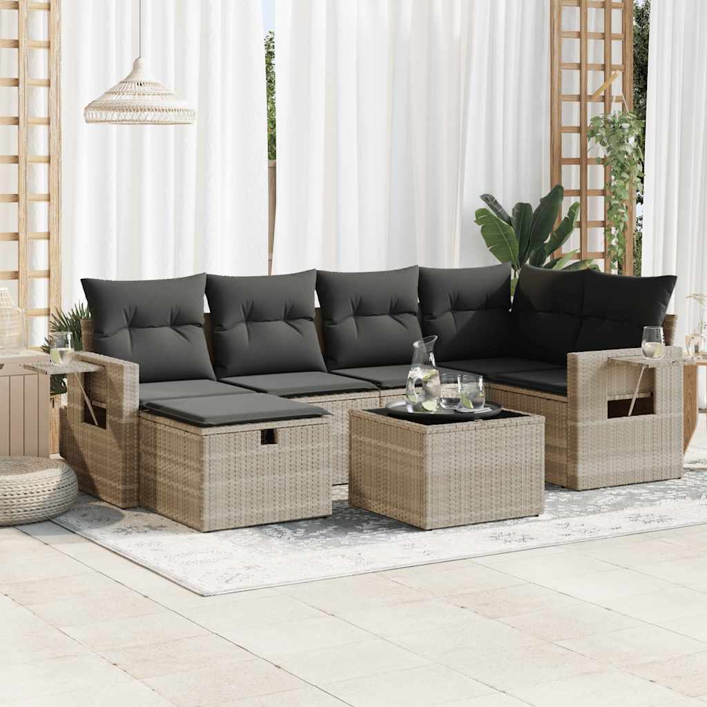 7-dijelni set vrtnih sofa svjetlosivi od poliratana