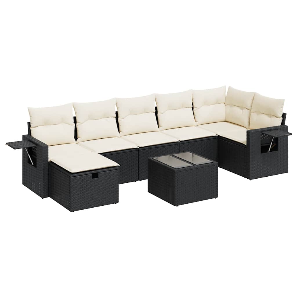 8-dijelni set vrtnih sofa od poliratana s jastucima crni