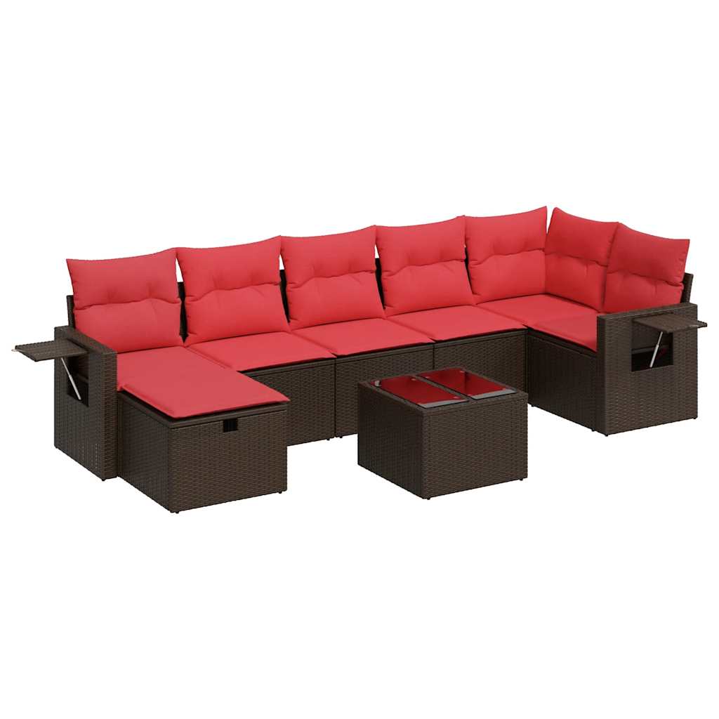 8-dijelni set vrtnih sofa s jastucima smeđi od poliratana