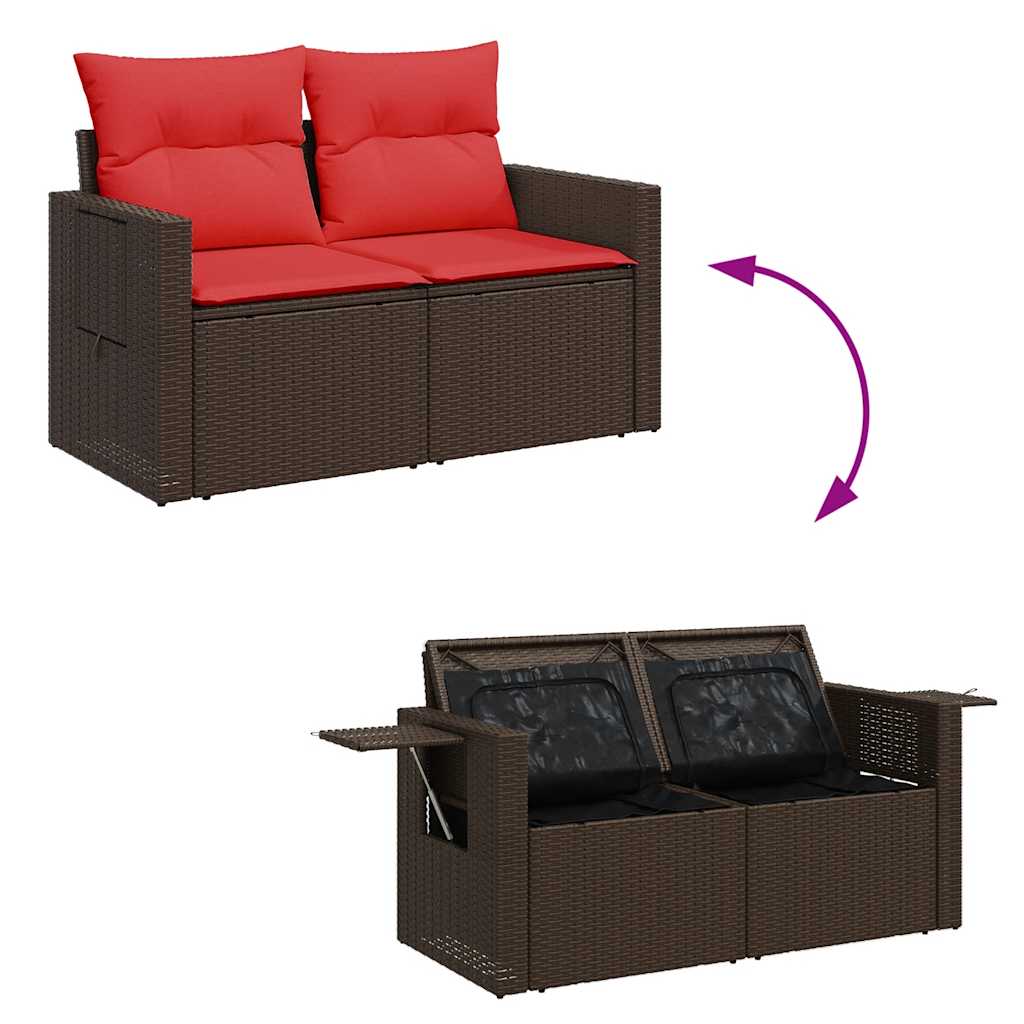 8-dijelni set vrtnih sofa s jastucima smeđi od poliratana