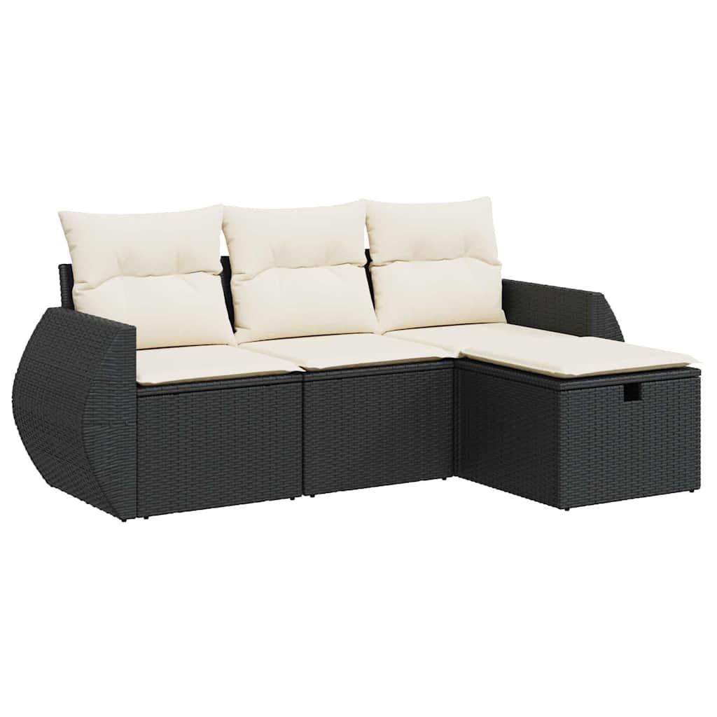 4-dijelni set vrtnih sofa od poliratana s jastucima crni