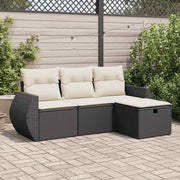 4-dijelni set vrtnih sofa od poliratana s jastucima crni