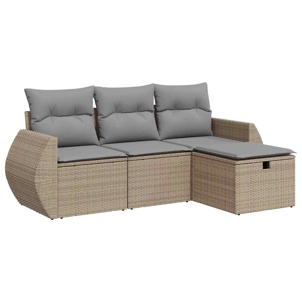 4-dijelni set vrtnih sofa s jastucima bež od poliratana