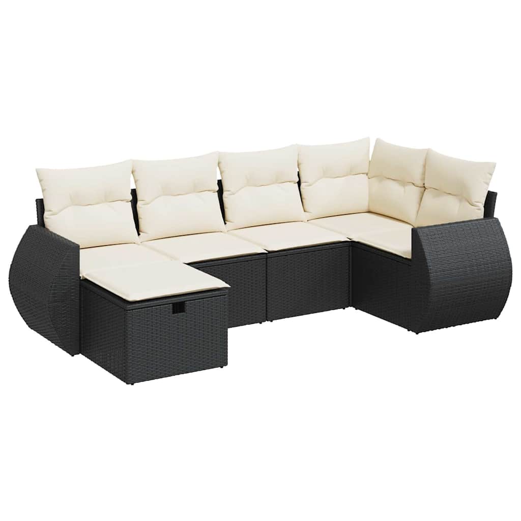 6-dijelni set vrtnih sofa s jastucima crni od poliratana