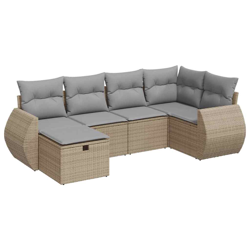 6-dijelni set vrtnih sofa s jastucima bež od poliratana