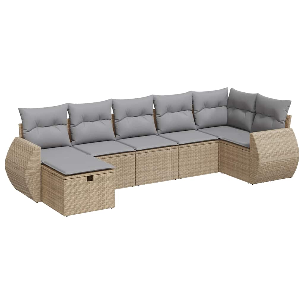7-dijelni set vrtnih sofa od poliratana s jastucima bež