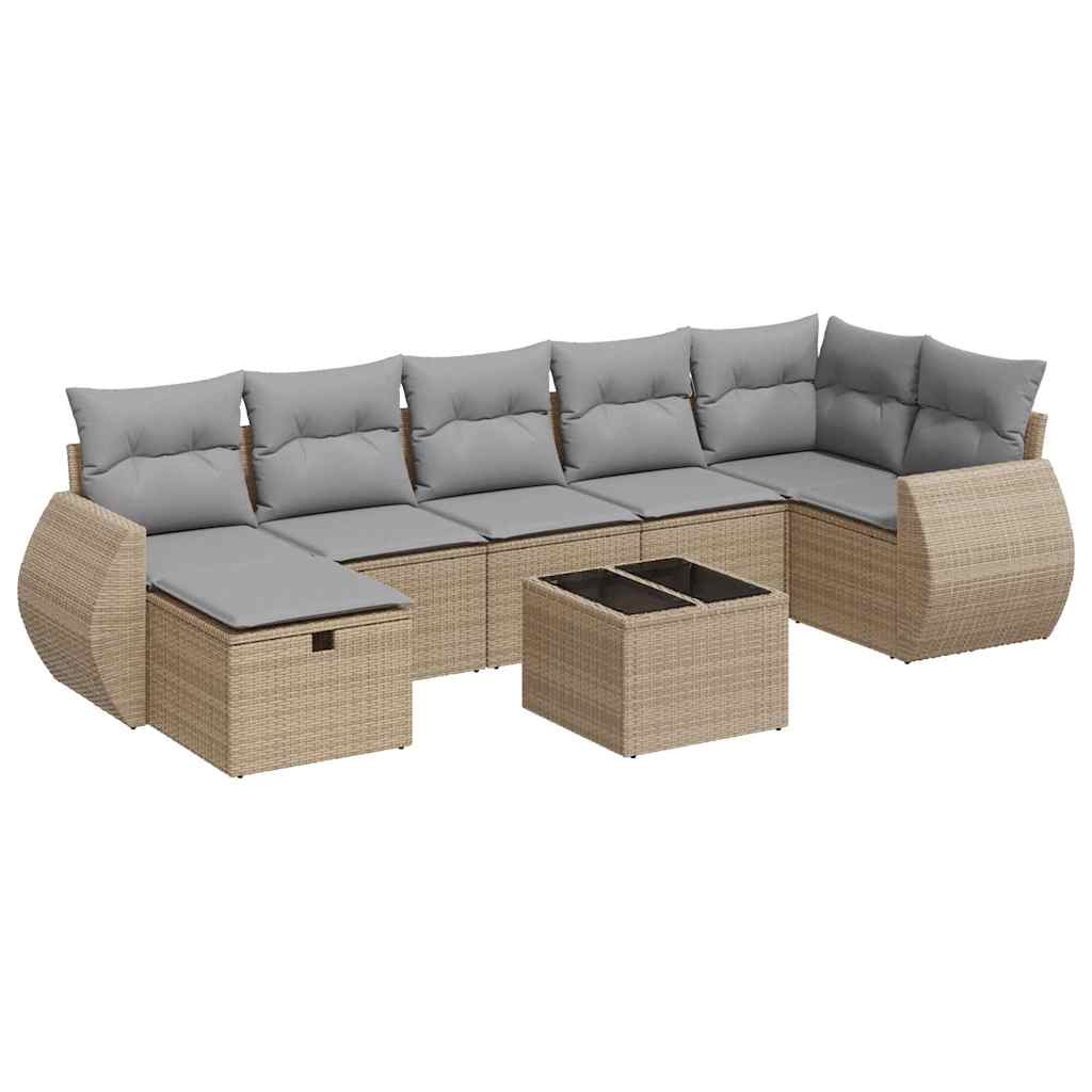8-dijelni set vrtnih sofa od poliratana s jastucima bež