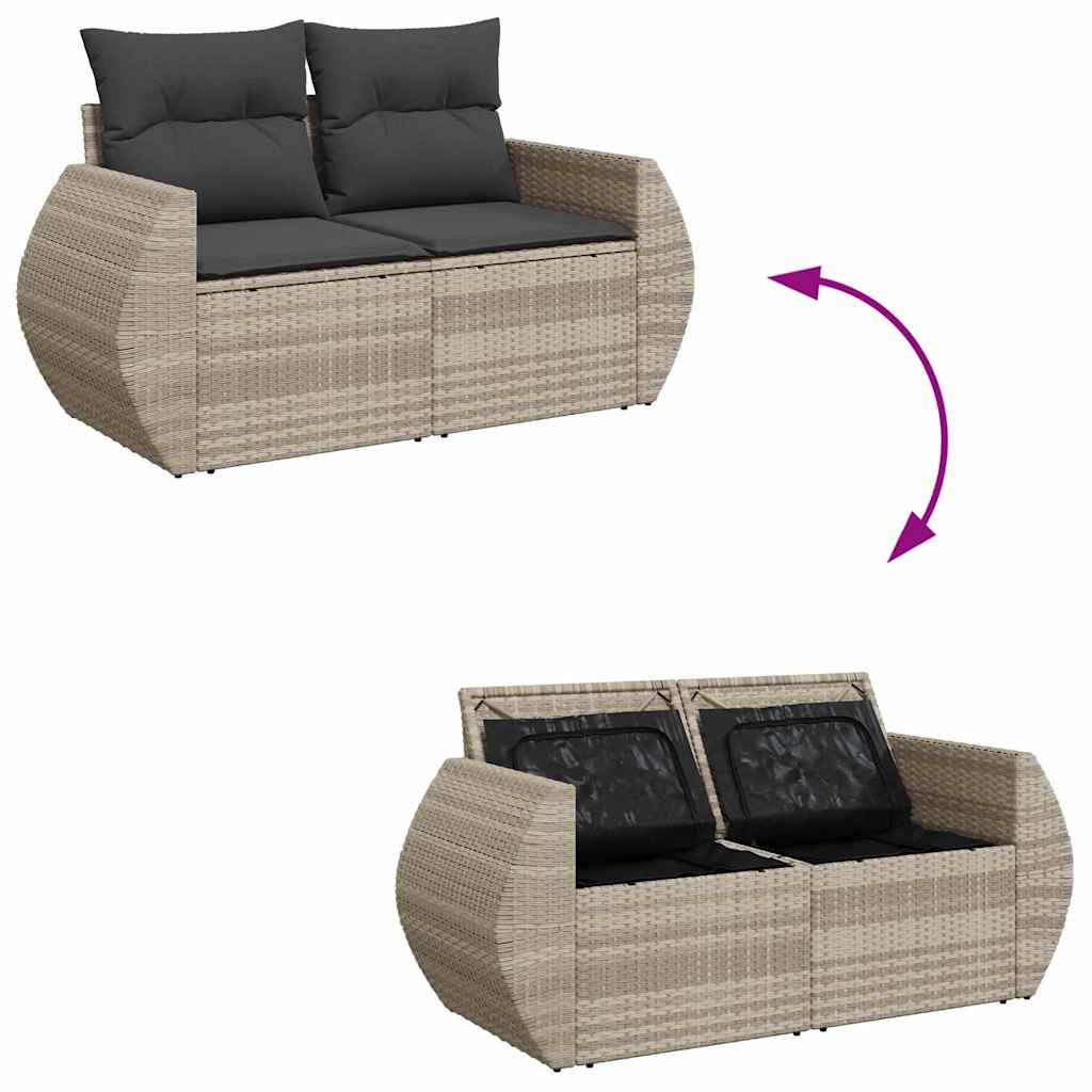 8-dijelni set vrtnih sofa od poliratana s jastucima svjetlosivi