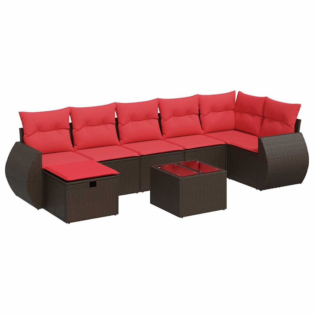 8-dijelni set vrtnih sofa s jastucima smeđi od poliratana