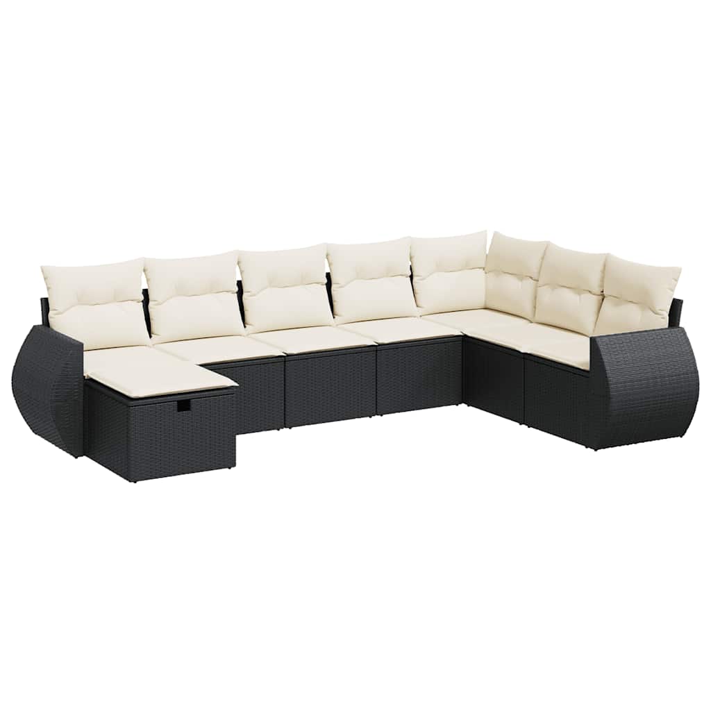 8-dijelni set vrtnih sofa od poliratana s jastucima crni