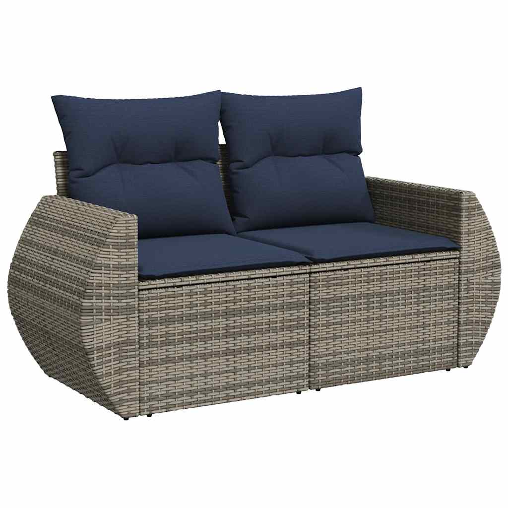 9-dijelni set vrtnih sofa od poliratana s jastucima sivi