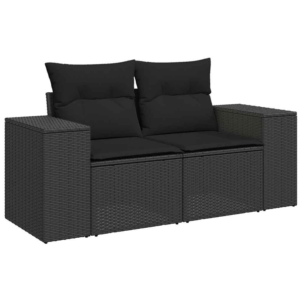 4-dijelni set vrtnih sofa od poliratana s jastucima crni