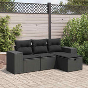 4-dijelni set vrtnih sofa od poliratana s jastucima crni