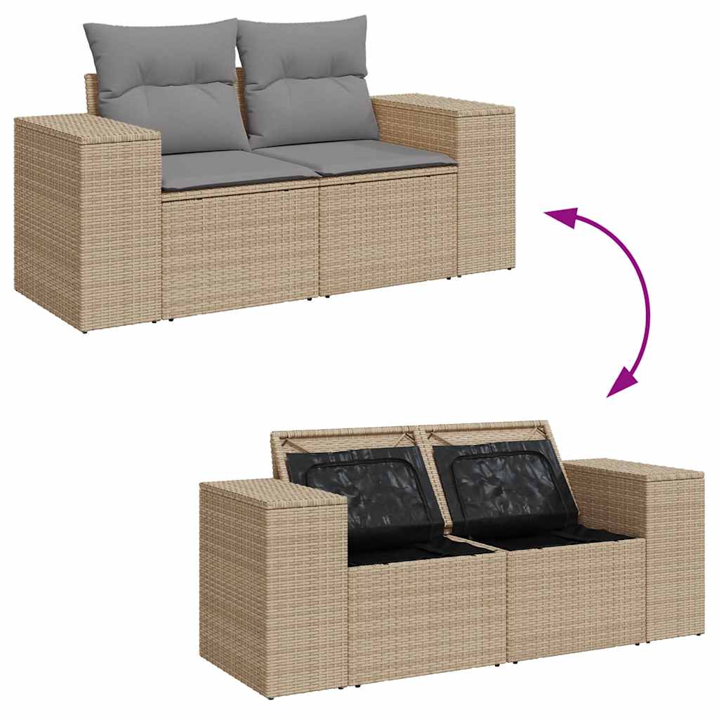 5-dijelni vrtni set sofa s jastucima bež od poliratana