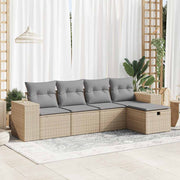 5-dijelni vrtni set sofa s jastucima bež od poliratana