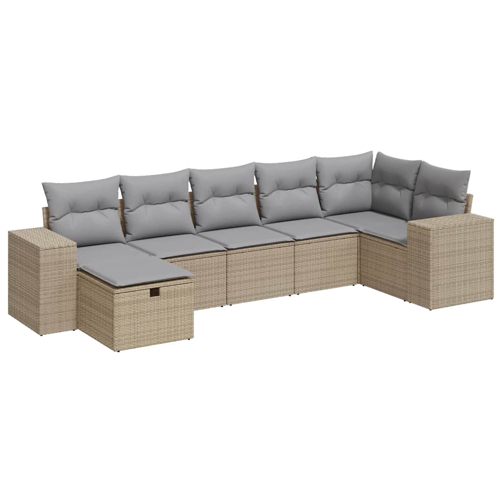 7-dijelni set vrtnih sofa od poliratana s jastucima bež