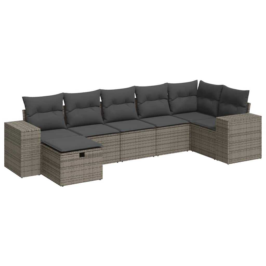7-dijelni set vrtnih sofa sivi od poliratana