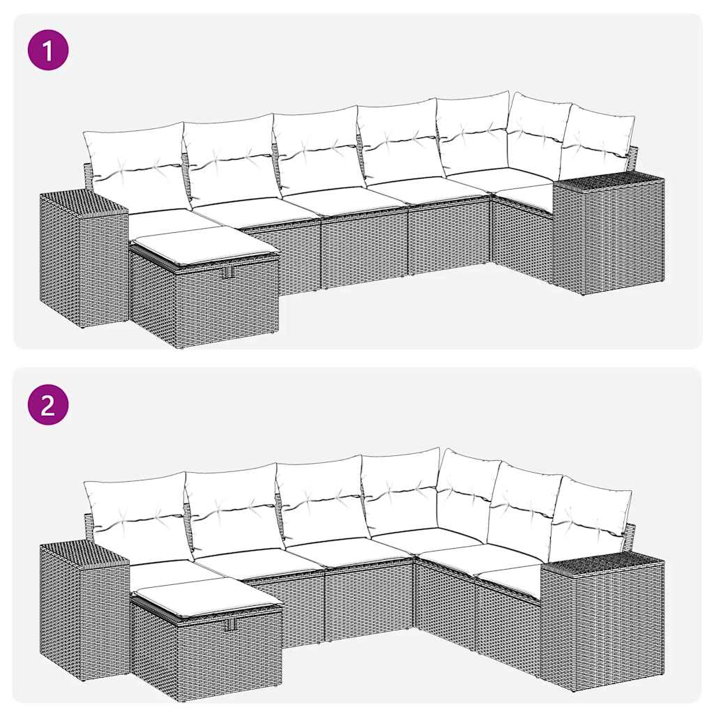 7-dijelni set vrtnih sofa sivi od poliratana