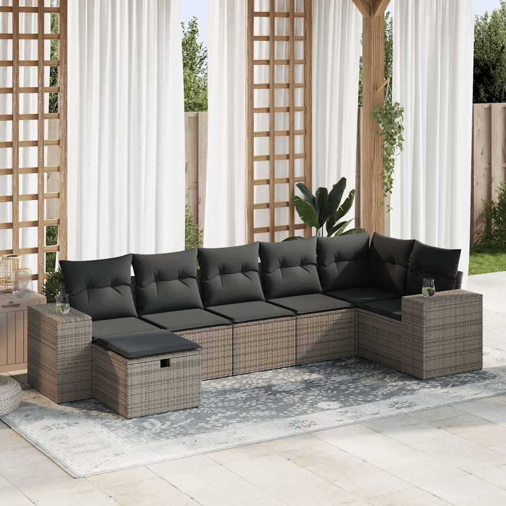 7-dijelni set vrtnih sofa sivi od poliratana