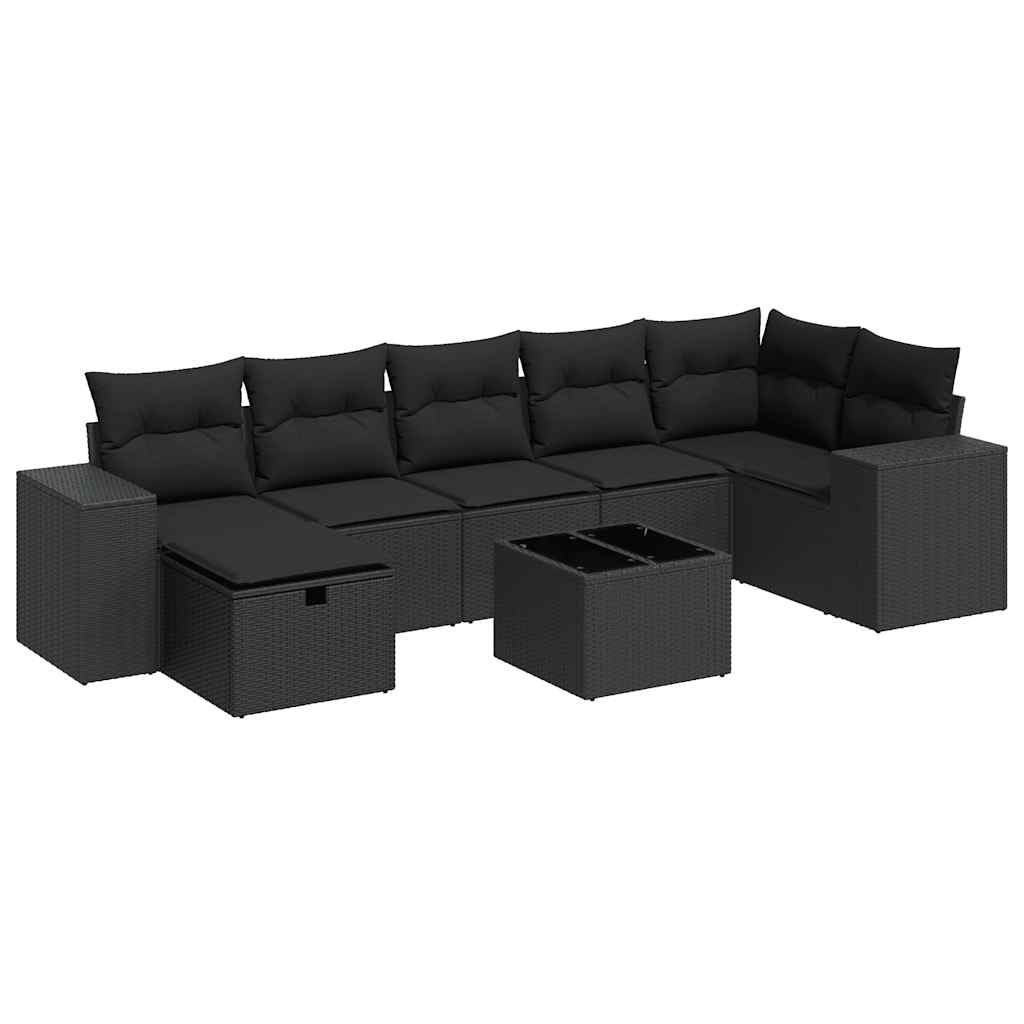 8-dijelni set vrtnih sofa od poliratana s jastucima crni
