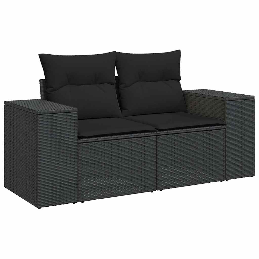 8-dijelni set vrtnih sofa od poliratana s jastucima crni