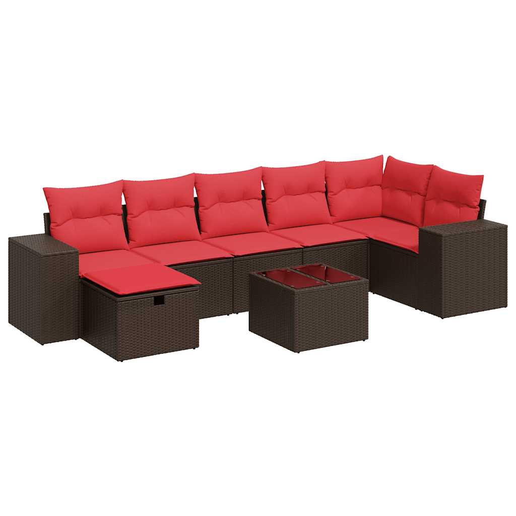 8-dijelni set vrtnih sofa s jastucima smeđi od poliratana