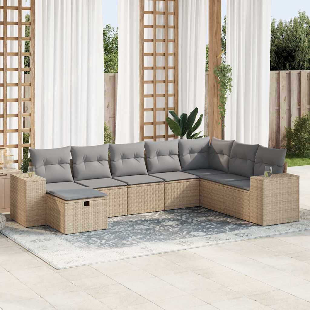 8-dijelni set vrtnih sofa od poliratana s jastucima bež