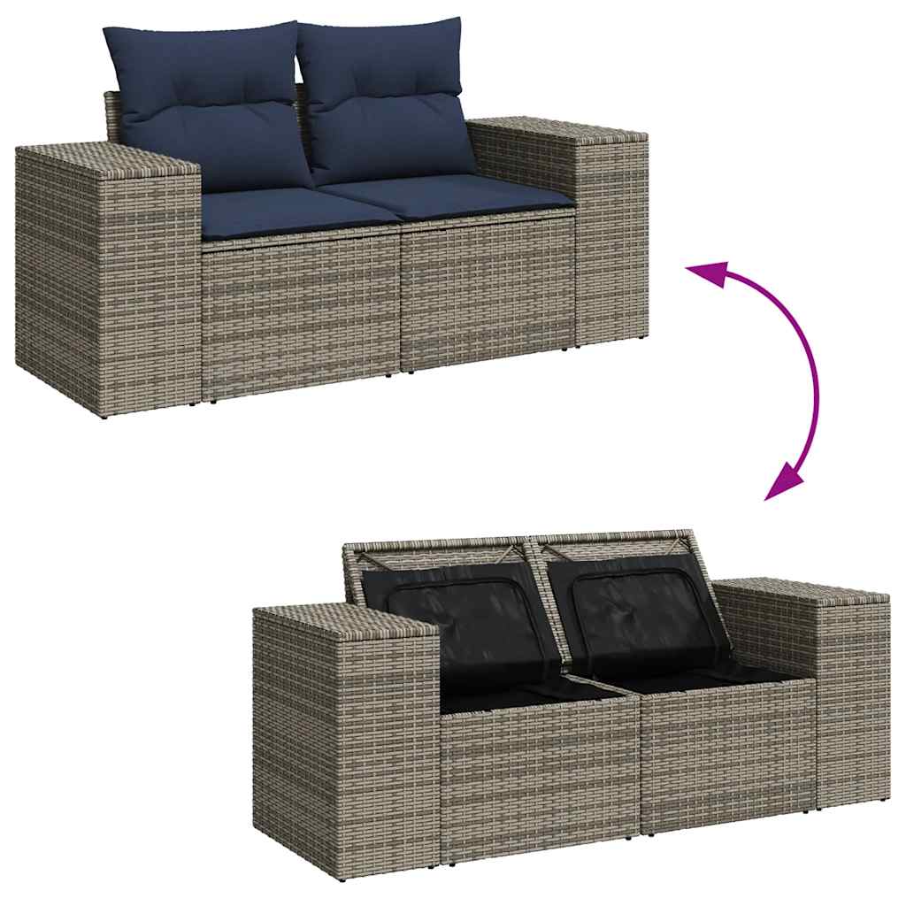 8-dijelni set vrtnih sofa od poliratana s jastucima sivi