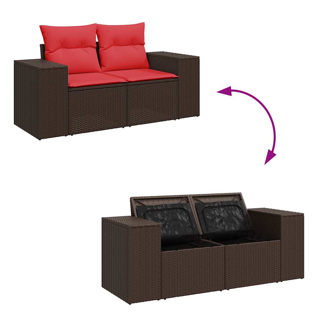 8-dijelni set vrtnih sofa s jastucima smeđi od poliratana