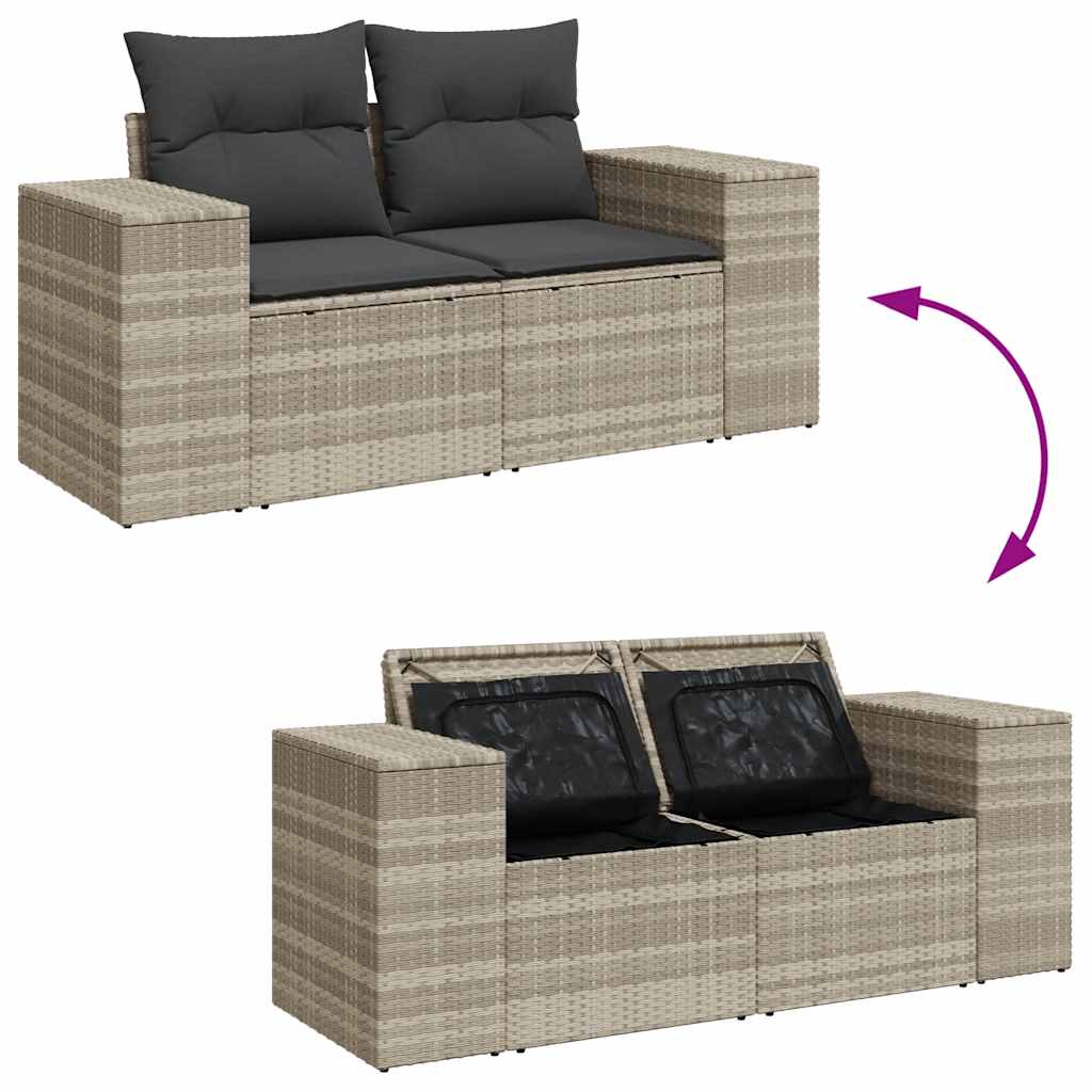9-dijelni set vrtnih sofa od poliratana s jastucima svjetlosivi