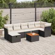 8-dijelni set vrtnih sofa od poliratana s jastucima crni