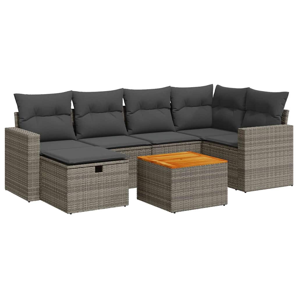 7-dijelni set vrtnih sofa sivi od poliratana