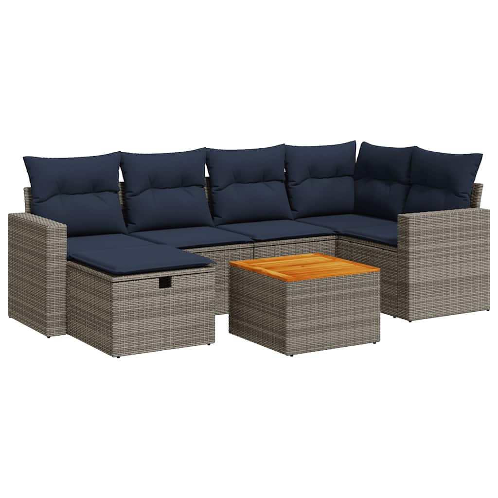 7-dijelni set vrtnih sofa sivi od poliratana