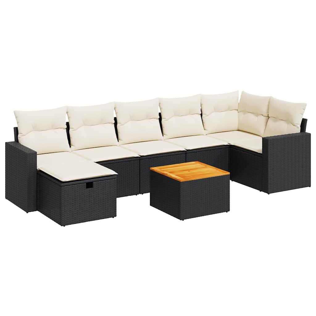 8-dijelni set vrtnih sofa od poliratana s jastucima crni
