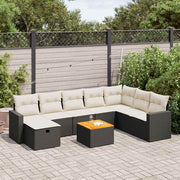 9-dijelni set vrtnih sofa s jastucima crni od poliratana