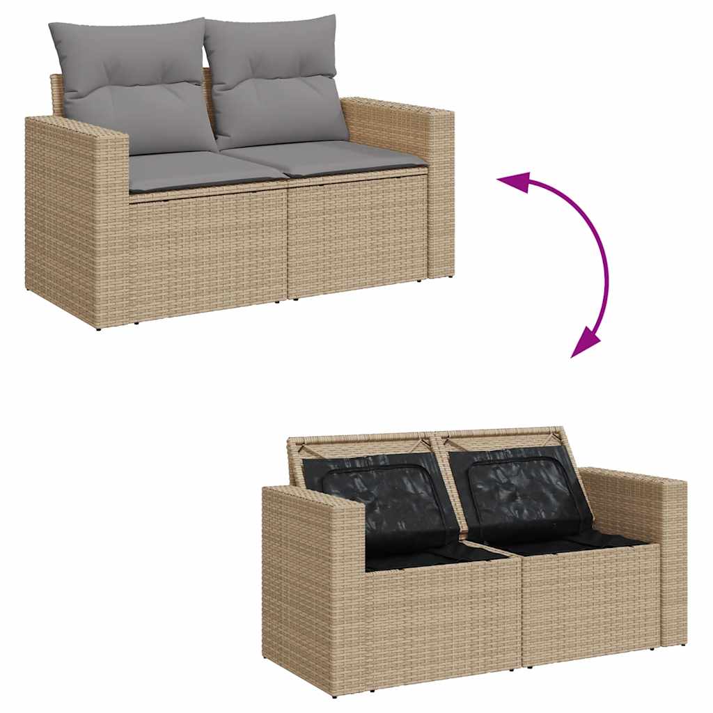 9-dijelni set vrtnih sofa s jastucima bež od poliratana
